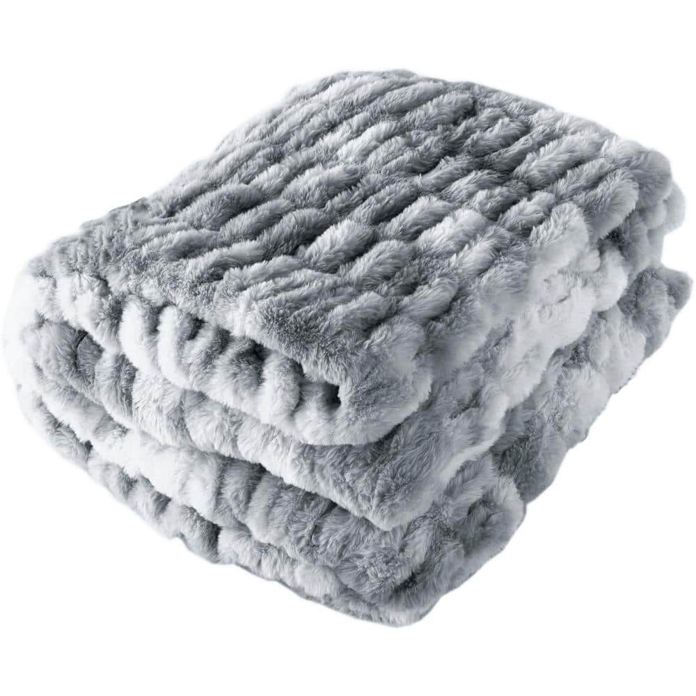 Smoofy Faux Fur Blanket Rabbit Fleece - Blush Pink Fluffy Blanket For Sofa, Cozy