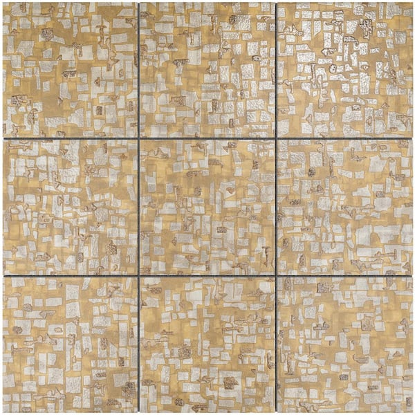 MOLOVO Charlotte Summer Gold Square 8.03 in. x 8.03 in. Textured Porcelain Tile Sample