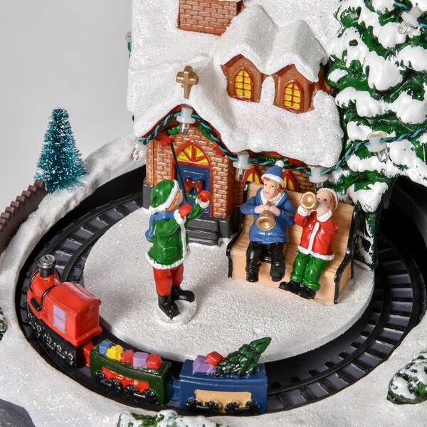 HOMCOM 8 in. Animated Christmas Village, Pre-lit Musical Collectable Decor with Moving Train for Indoor Holiday Displays 830-340 - The Home Depot HOMCOM 8 in. Animated Christmas Village, Pre-lit Musical Collectable Decor with Moving Train for Indoor Holiday Displays 830-340 - The Home Depot