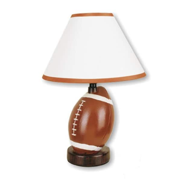 ORE International 13.5 in. Ceramic Football Brown Table Lamp