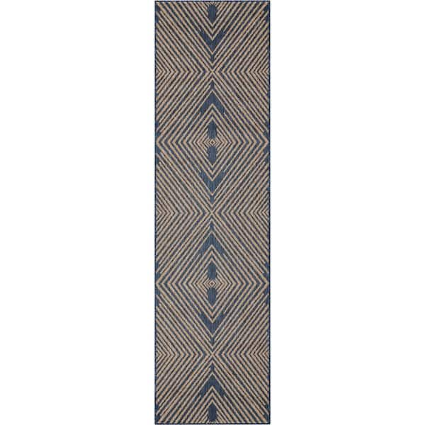 Well Woven Medusa Kesia Blue 2 ft. 7 in. x 9 ft. 10 in. Runner Indoor/Outdoor Area Rug