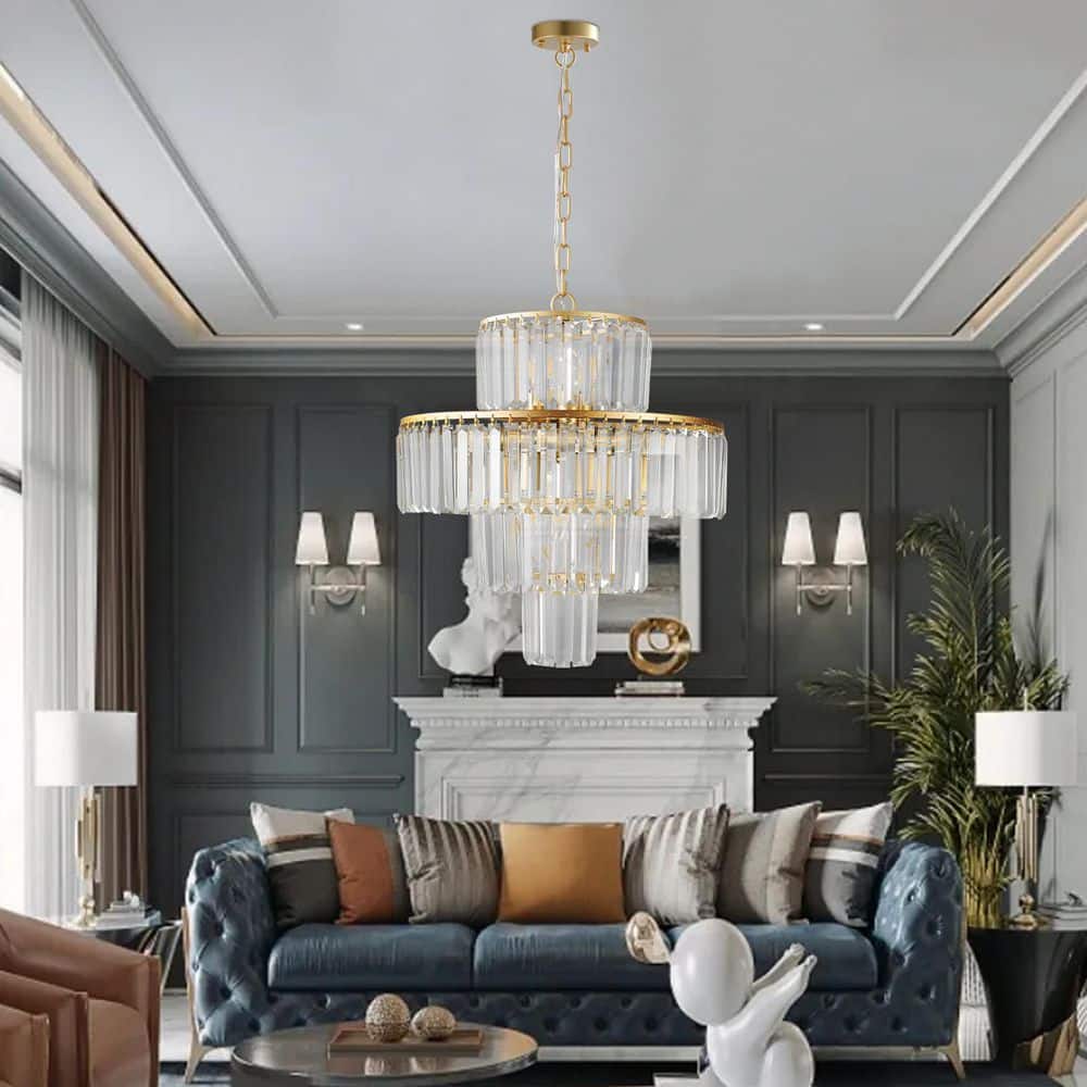 12-Light Gold Luxury Crystal Chandelier Hanging Ceiling Light for Living Room price history on PriceWatchPro