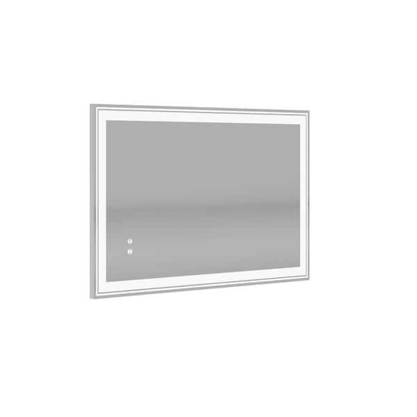 FORCLOVER 40 in. W x 24 in. H Rectangular Frameless Memory Anti-Fog Dimmer Front and Back LED Wall Bathroom Vanity Mirror