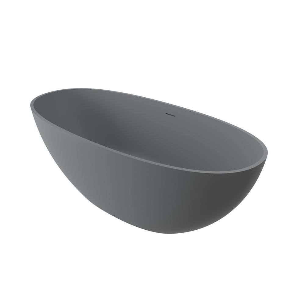 Dimakai 65 in. x 30 in. Solid Surface Freestanding Soaking Bathtub in