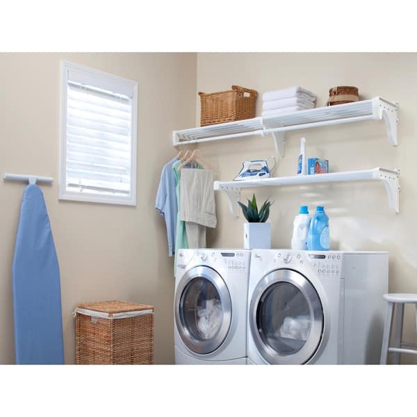 A Long Rustic Floating Shelf, Two Brackets, Laundry Room Storage