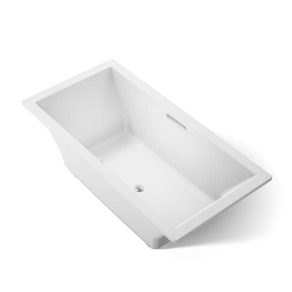 KOHLER Underscore Rectangle 72 in. Rectangular Drop-in Bathtub with Bask Heated Surface in White