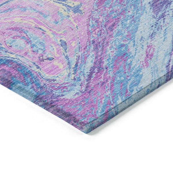Chantille Machine Washable Indoor/Outdoor Abstract ACN1061 Sky 8 ft. x 8 ft. Area Rug