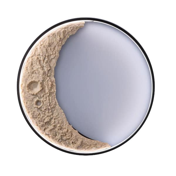 Unbranded 25 in. H 3D Aluminum Moon Indoor and Outdoor Wall Lamp with Remote Control and Timming Function