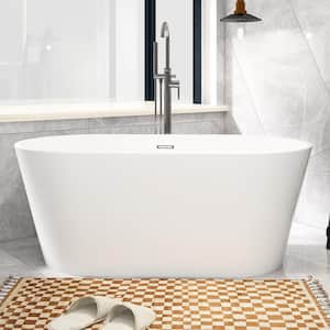 60 in. x 31 in. Freestanding Soaking Bathtub with Center Drain in White