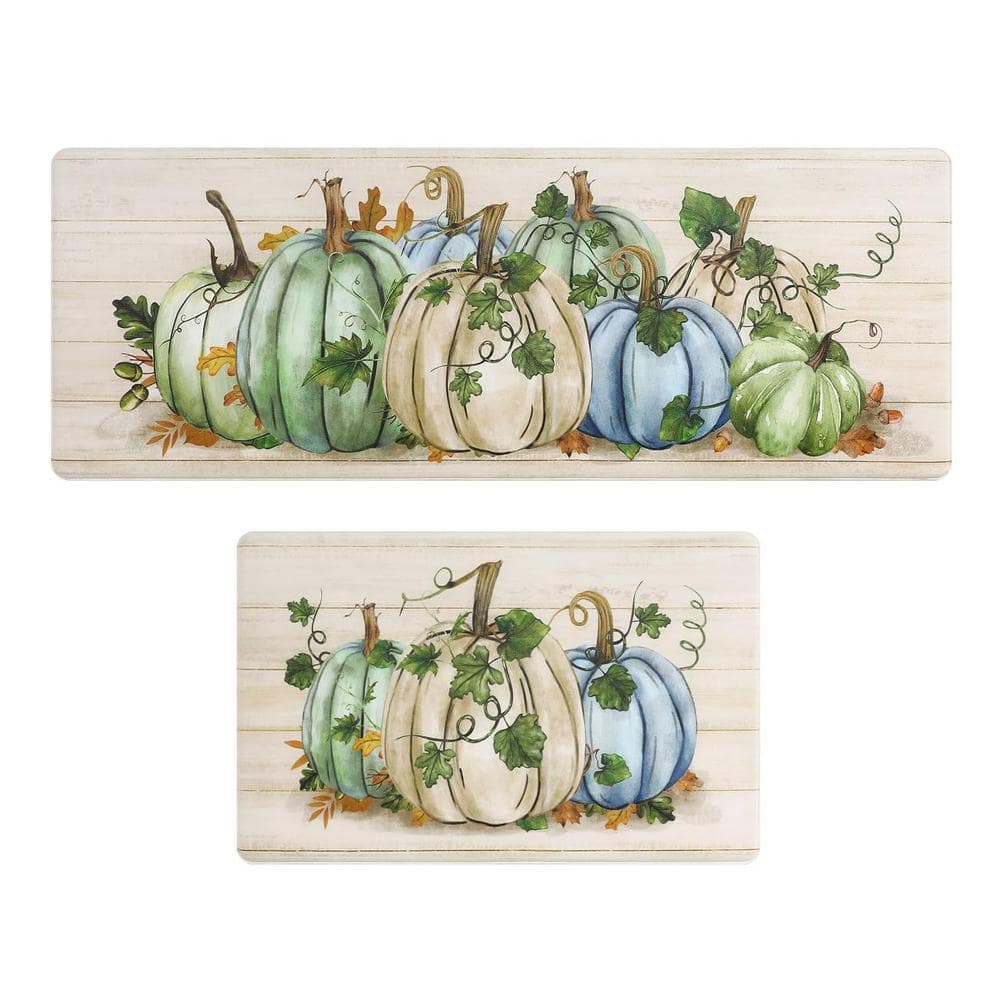 2 Piece Kitchen Mats Set, 17 in. x 28 in. to 17 in. x 47 in., Green