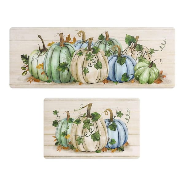2 Piece Kitchen Mats Set, 17 in. x 28 in. to 17 in. x 47 in., Green