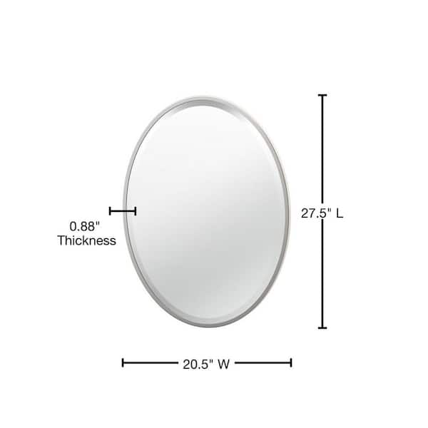 Gatco Flush 20.5 in. W x 27.5 in. H Framed Oval Beveled Edge Bathroom Vanity Mirror in Satin Nickel