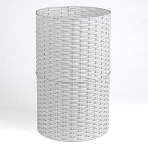 Cecil Modern 4.13 Gal. Faux Wicker Cylinder Waste Basket, White