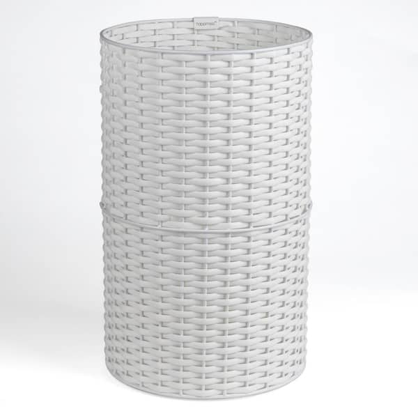 happimess Cecil Modern 4.13 Gal. Faux Wicker Cylinder Waste Basket, White