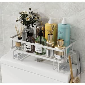 12 in. W x 6 in. D x 4.6 in. H White Bathroom Organizer Shelves, Multifunctional Toilet Rack Wall Mounting Design
