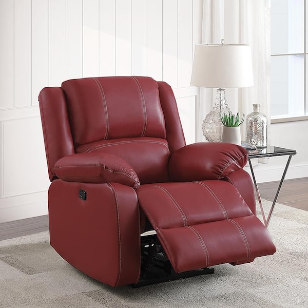 Zuriel Red Leather Rocker Recliner with No Additional Features