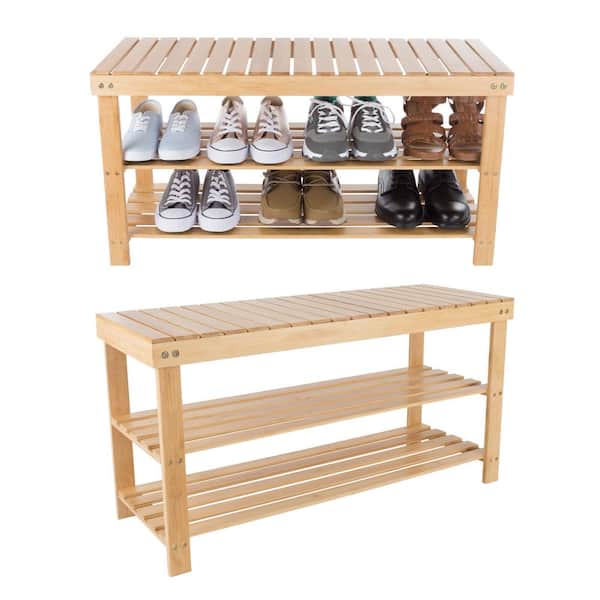 bamboo bench shoe rack