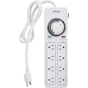 15 Amp 125-Volt 1500 min Indoor Programmable Mechanical Timer with 8 Outlet Surge Protector, White