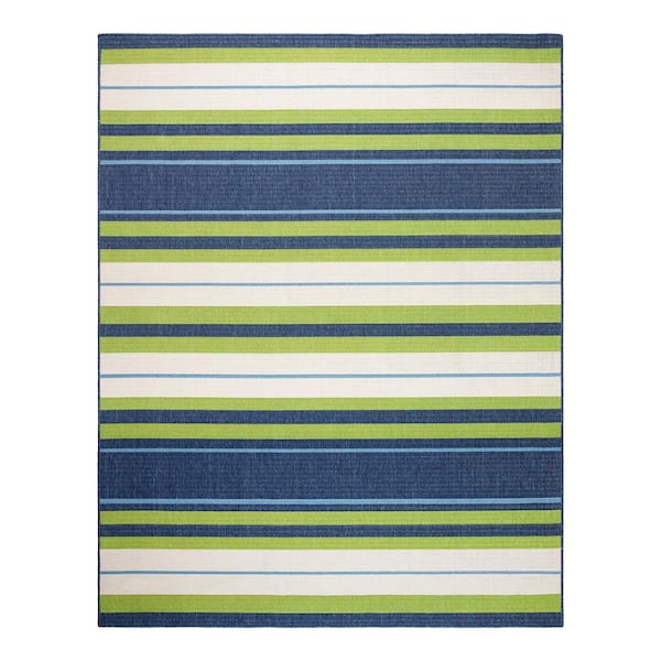 Gertmenian & Sons Jona Elba Navy 6 ft. x 9 ft. Striped Indoor/Outdoor Area Rug