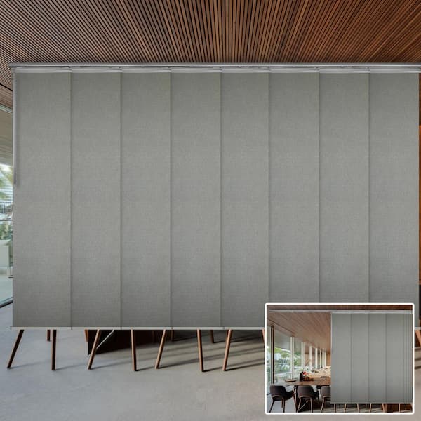 EMOH Ulysses 130 in. to 175 in. W x 94 in. L Adjustable 8- Panel in Satin Nickel Double Rail Panel Track with 23.5 in. Slates