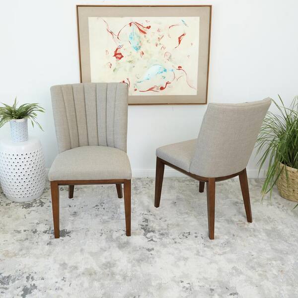 Ashcroft Furniture Co Elle Ivory Mocha Fabric Side Chair Set of 2 