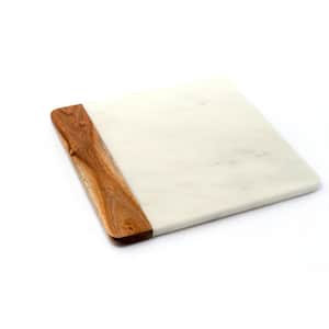 at Home White Marble & Acacia Wood Cheese Board, Small