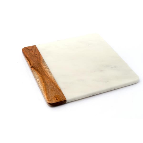LEXI HOME Marble Collection 12 in. Square White Marble Cutting Board with  Wood Accents LB6003 - The Home Depot