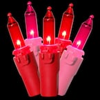 50-Light Red/Pink Designer Mini Light Set, Red Wire (Set of 2)