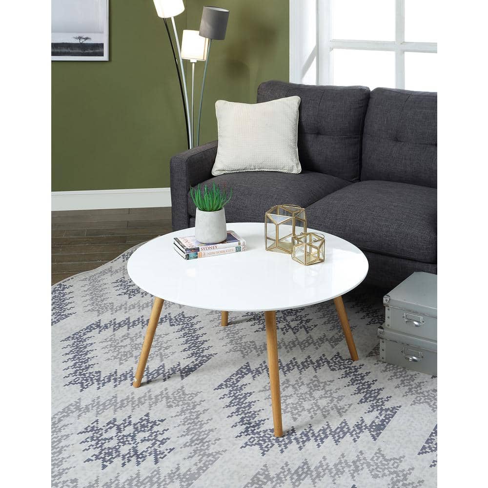 Oslo 32" Round White Gloss Midcentury Modern Coffee Table