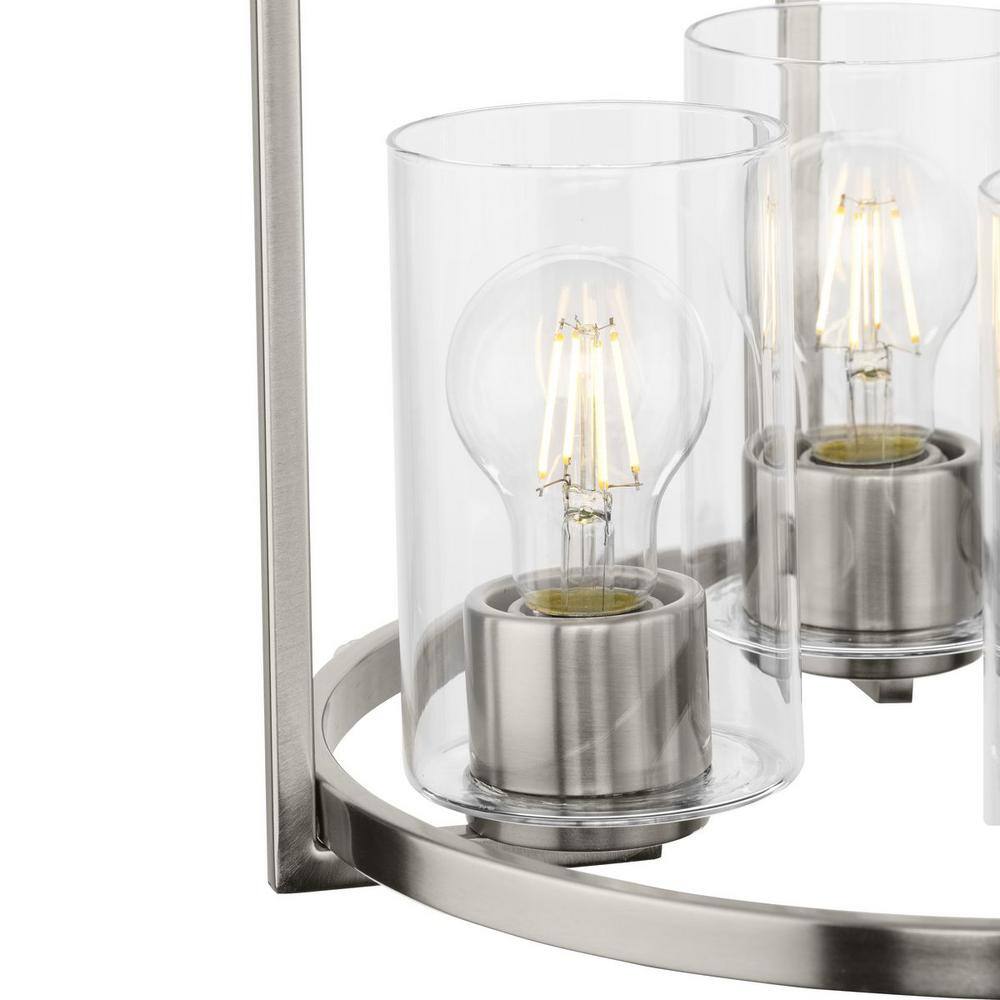 Goodwin Brushed Nickel 4-Light Foyer Pendant with Glass Shades