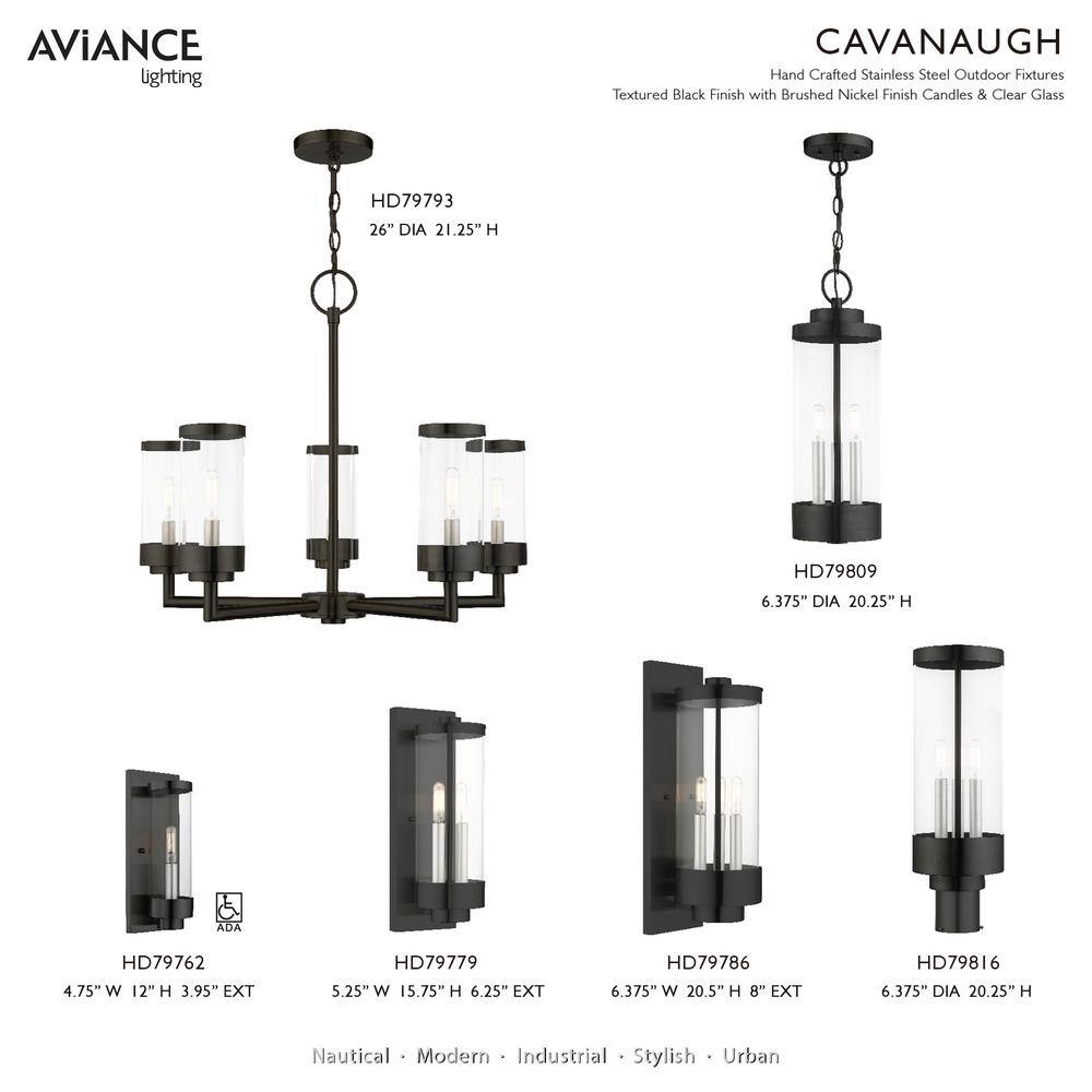Hillcrest Textured Black Stainless Steel Outdoor Wall Lantern