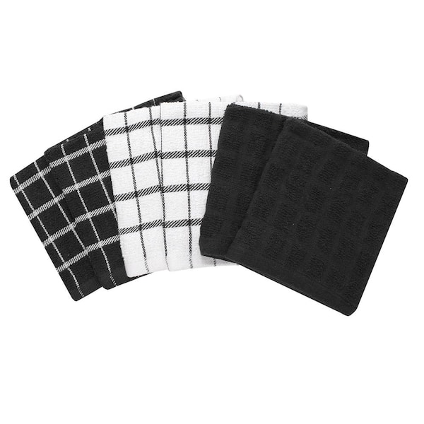 Wicklow Check 3 Dishtowel-1 Dishcloth Set - Black