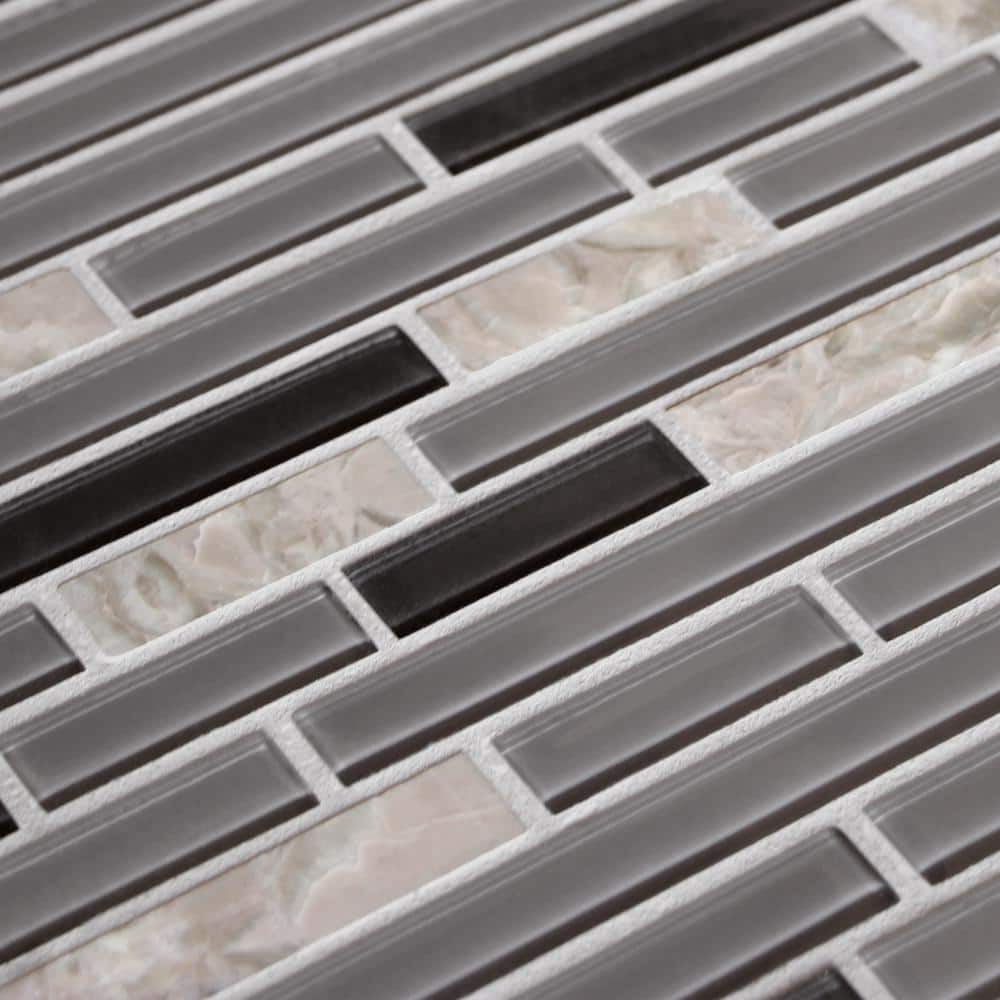 Gray and Black Glass Stone Mosaic Tile 12" x 12"