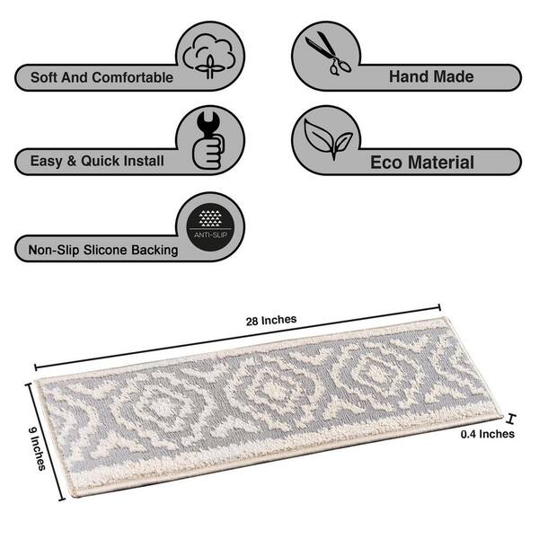 THE SOFIA RUGS Sofihas White/Gray 9 in. x 28 in. Polypropylene w