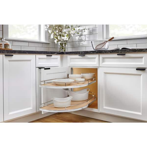 2-Tier Maple Solid Bottom Girasolo for Right Door/Blind Left Corner Cabinet-18 in. Opening