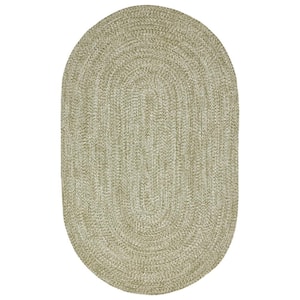 Braided Fog Green-White 4 ft. x 6 ft. Reversible Transitional Polypropylene Indoor/Outdoor Area Rug