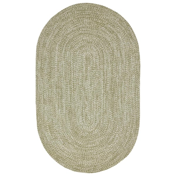 SUPERIOR Braided Fog Green-White 4 ft. x 6 ft. Reversible Transitional Polypropylene Indoor/Outdoor Area Rug
