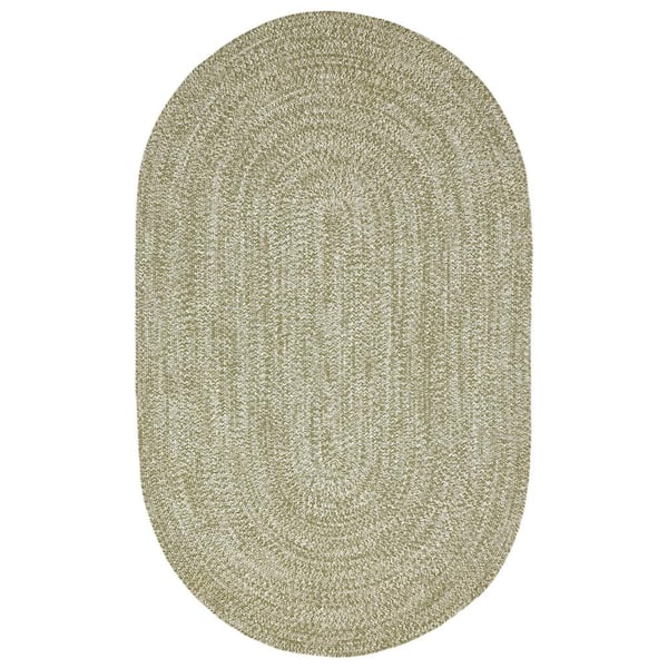 Braided Fog Green-White 5 ft. x 8 ft. Reversible Transitional Polypropylene Indoor/Outdoor Area Rug