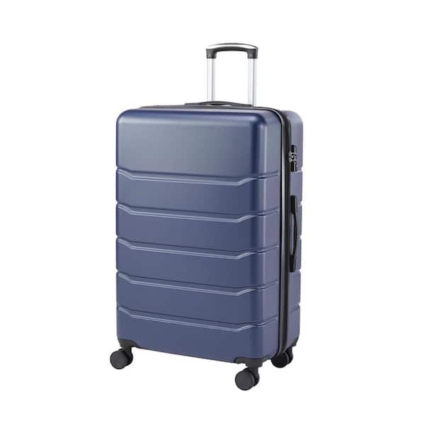 Tatahance 22 in. Blue Plastic Spinner Suitcase with TSA Lock and Retractable Handle