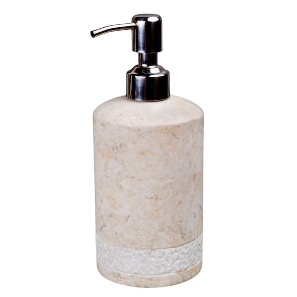 Creative Home Spa Hand Carved Natural Marble Liquid Soap Dispenser in Champagne Color