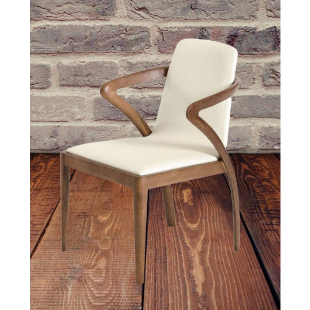 Walnut & Cream Faux Leather Parsons Dining Chair