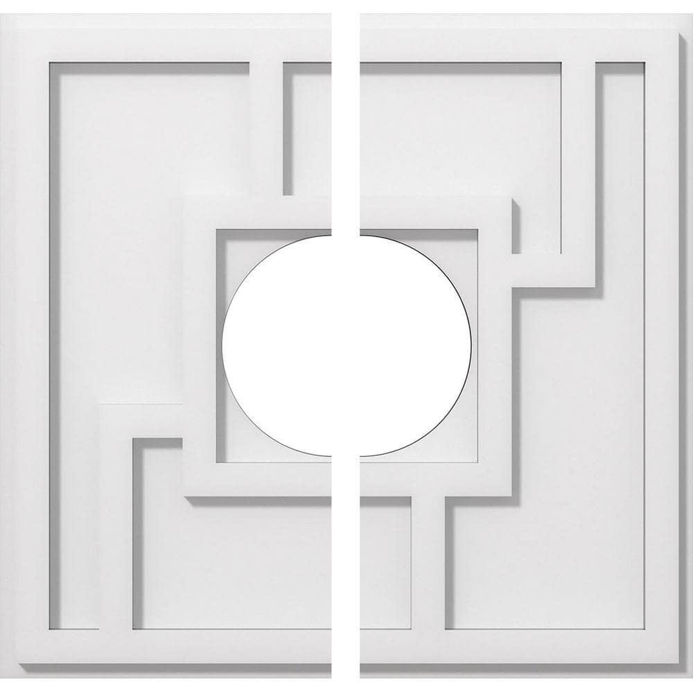 18" White PVC Contemporary Two-Piece Ceiling Medallion