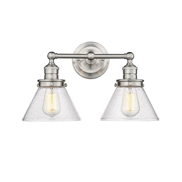 Millennium Lighting Eyden 18.375 in. 2-Light Brushed Nickel Vanity Light with Clear Seedy Glass