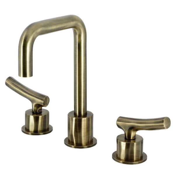 Kingston Brass Hallerbos 8 in. Widespread Double Handle Bathroom Faucet in Antique Brass