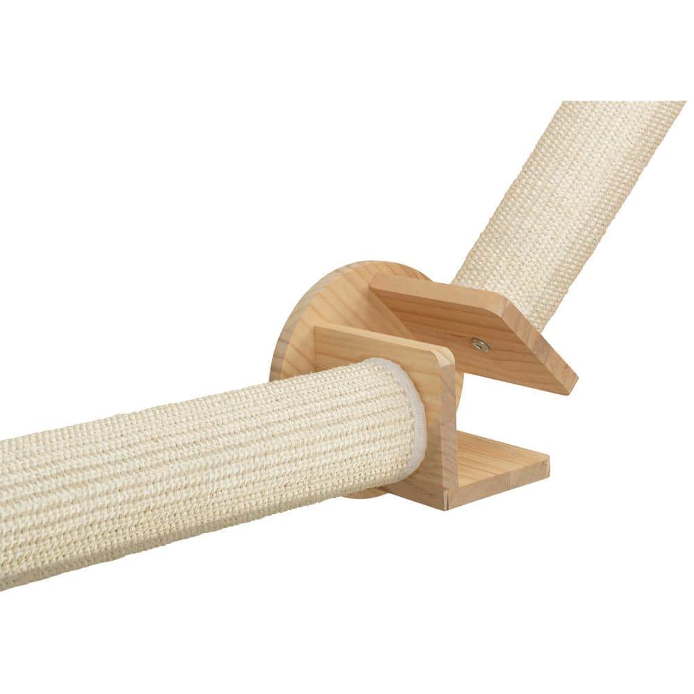 Natural and White Wall Mounted Cat Scratching Post System