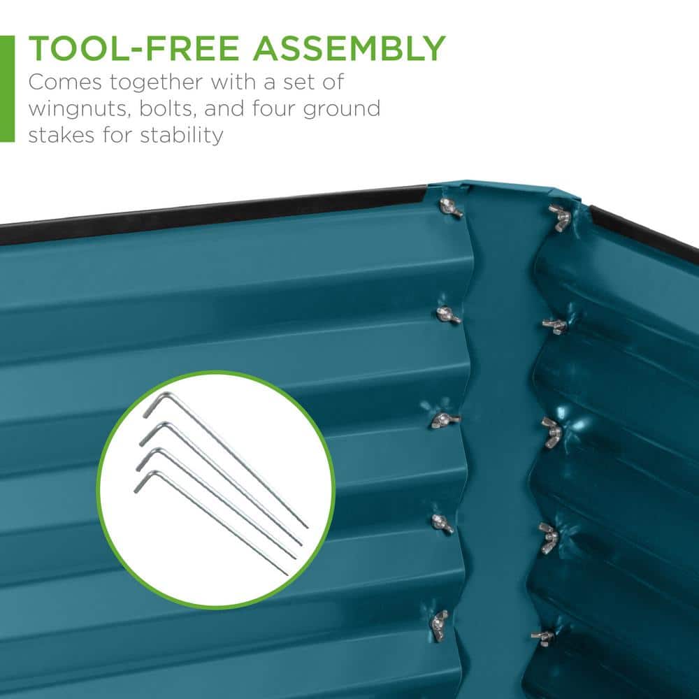 Peacock Blue 6x3x2ft Outdoor Metal Raised Garden Bed Planter