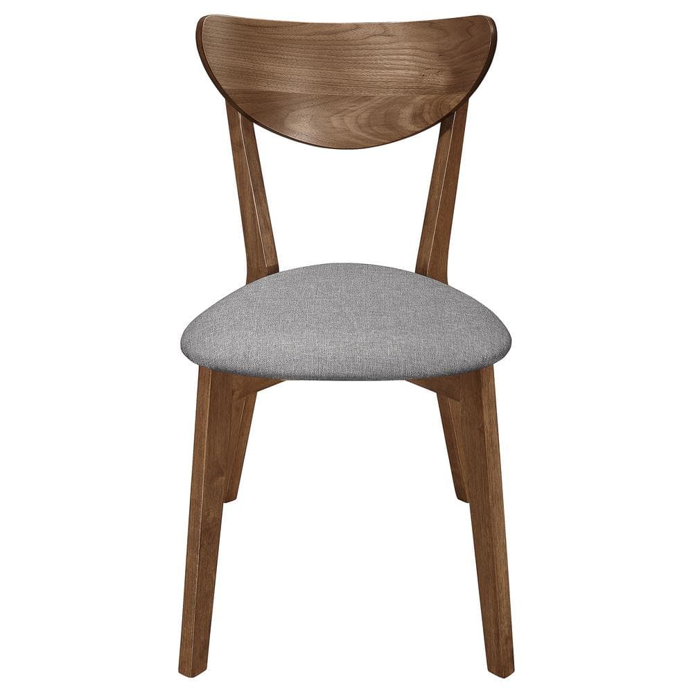 Gray and Natural Walnut Upholstered Low Side Chair