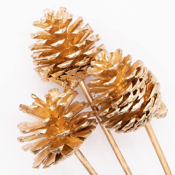 12 in. Gold Sparkle Tip Dried Natural Sugar Pinecones (Set of 4)