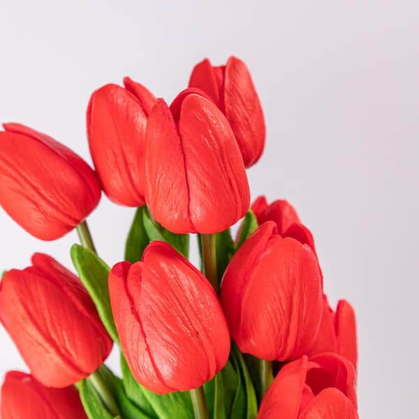 10 Pcs Red Tulips Artificial Flowers Real Touch Fake Tulips Fake Flowers  for Decoration 13.5 Faux Tulips Faux Flowers Bulk Artificial Tulips  Flowers