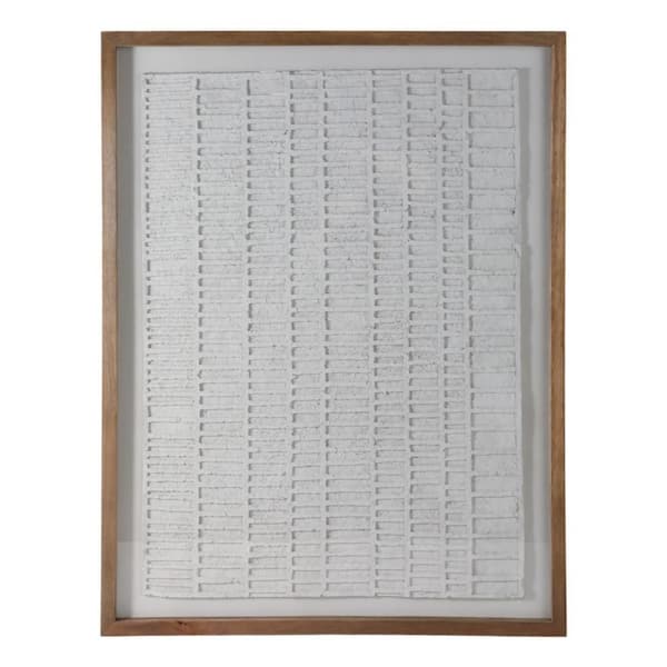 Ivory Framed Paper Mache Wall Art Glass Art Print 48 in. x 37 in.